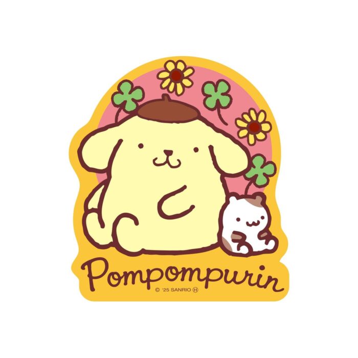 Character Sticker Pompompurin Clover And Flowers