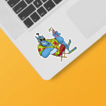 Beach Day Bliss – Relaxed Genie Soaking Up the Sun Sticker