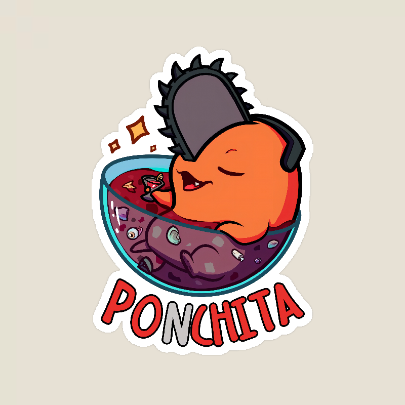 Chill Out with Ponchita Chainsaw Man Relaxing Sticker