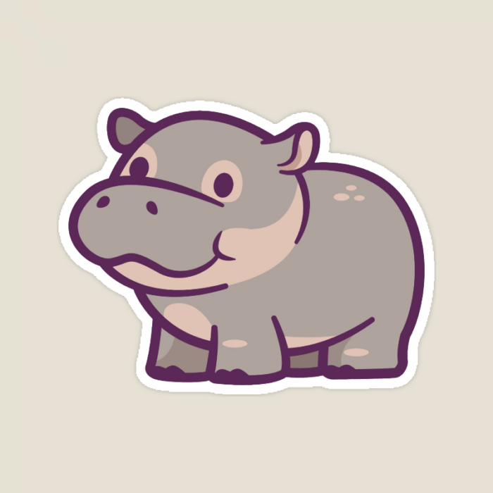 Chill River Hippo Cute Animal Sticker