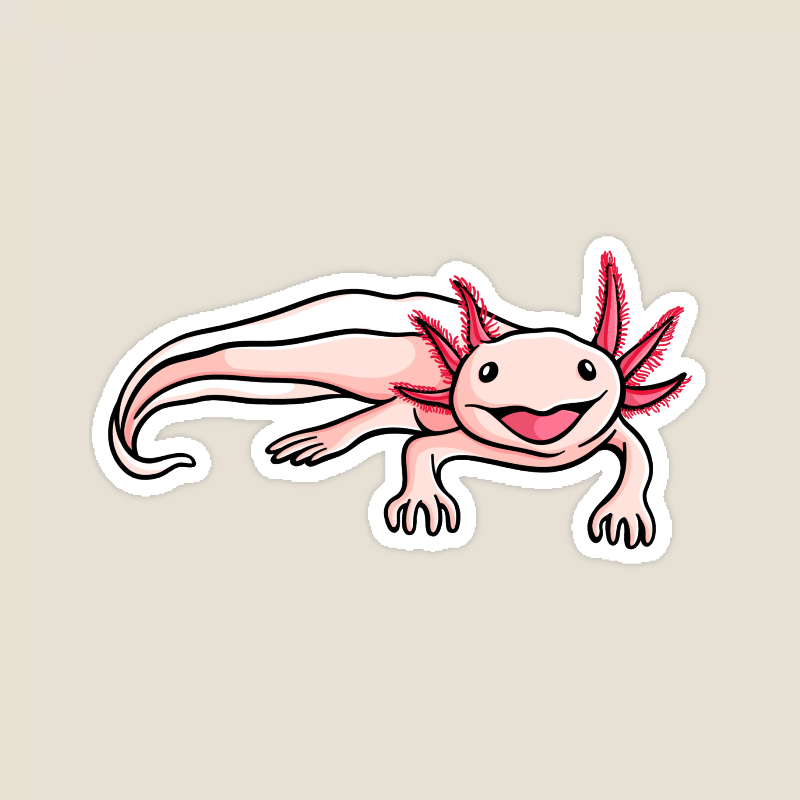 Cute Axolotl Water Dragon Smiling Amphibian Sticker