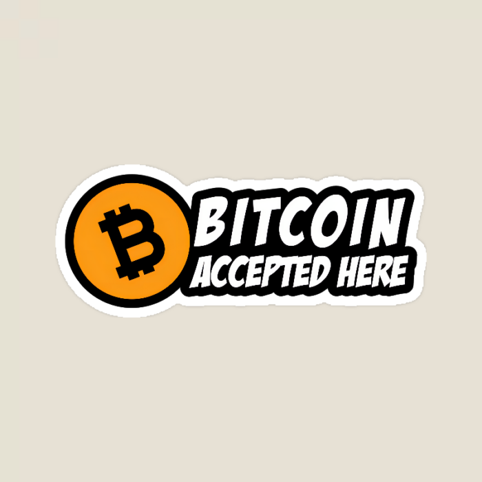 Digital Currency Crypto Bitcoin Accepted Here Sticker