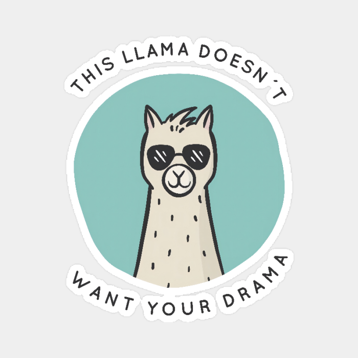 Drama Free Zone Llama Style Sticker