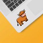 Fluffy Highland Cow Rustic Charm Sticker