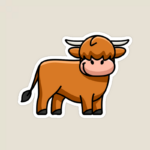 Fluffy Highland Cow Rustic Charm Sticker