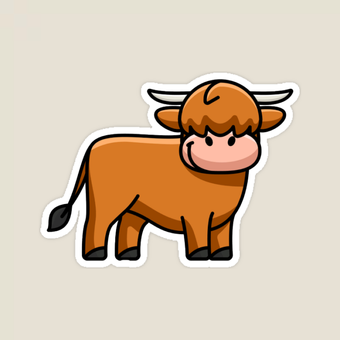 Fluffy Highland Cow Rustic Charm Sticker