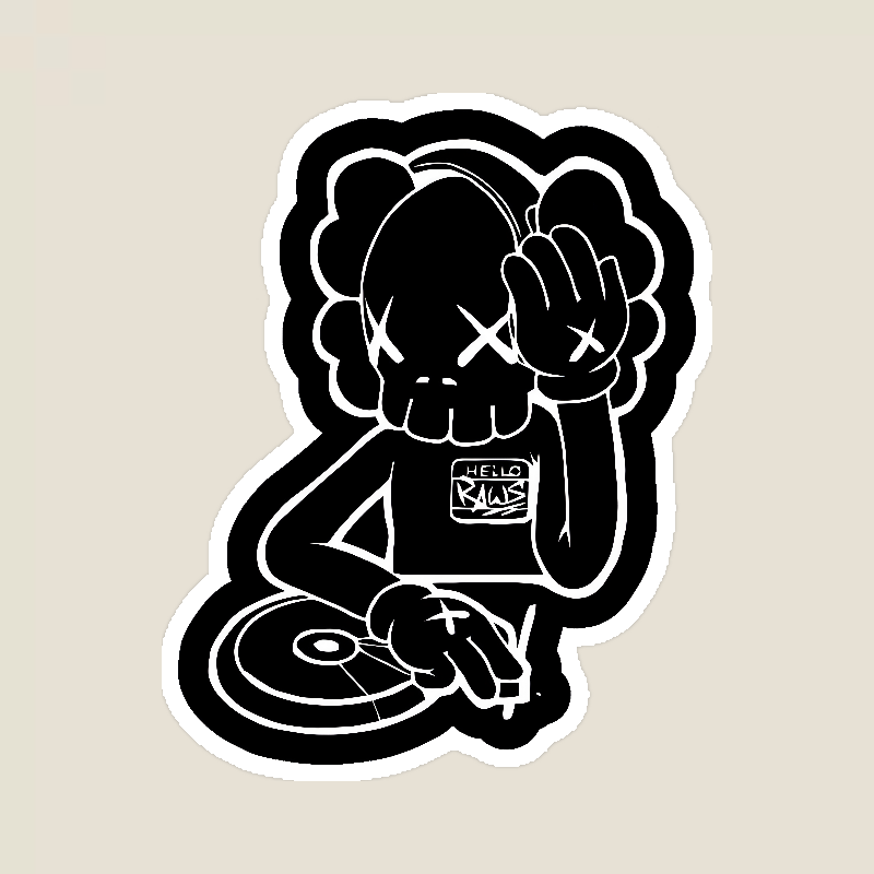 Hello Kaws DJ Street Art Music Mashup Sticker