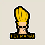 Hey Mama Johnny Bravo Retro Cartoon  Sticker