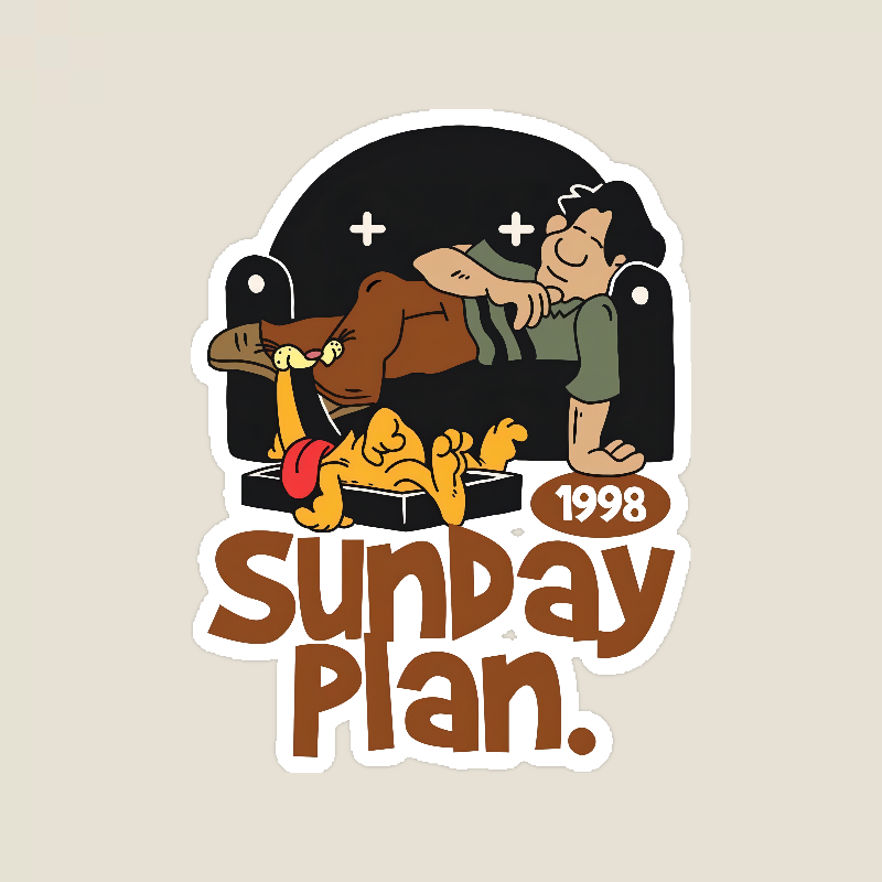Lazy Sunday Mode Garfield’s Ultimate Plan Sticker