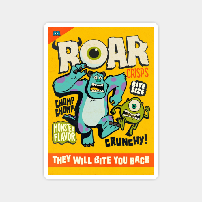 Mike and Sully Roar Retro Monsters University Poster Sticker