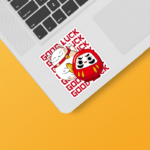 Neko Cat & Daruma Doll Japanese Good Luck  Sticker