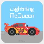 8 Bit Lightning McQueen Square Sticker