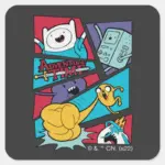 Adventure Time Action Panel Graphic Square Sticker