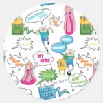 Adventure Time Character Call Out Pattern Classic Round Sticker