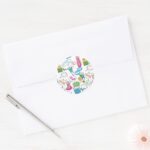 Adventure Time Character Call Out Pattern Classic Round Sticker