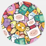 Adventure Time Character Toss Pattern Classic Round Sticker