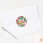 Adventure Time Character Toss Pattern Classic Round Sticker