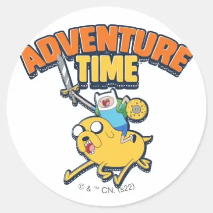 Adventure Time Finn Riding Jake Classic Round Sticker