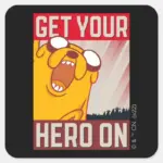 Adventure Time Jake Get Your Hero On Square Sticker