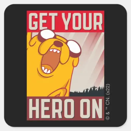 Adventure Time Jake Get Your Hero On Square Sticker