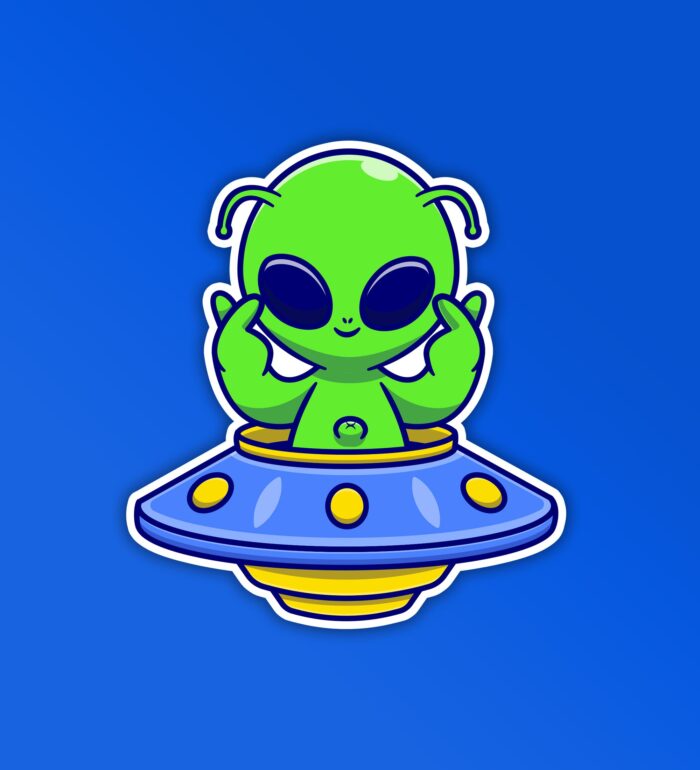 Alien Love Sign Sticker