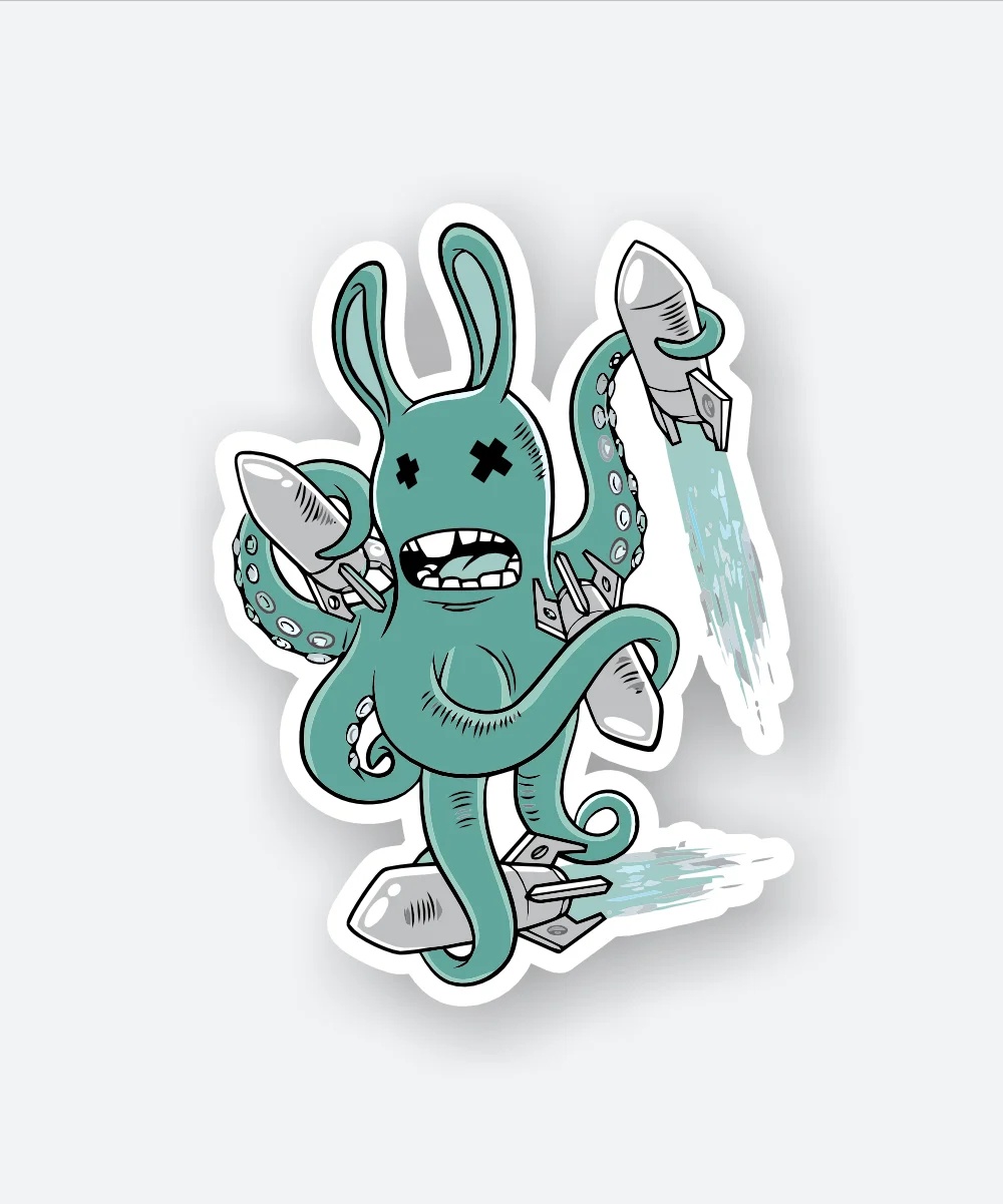Alien Octopus Attack Sticker