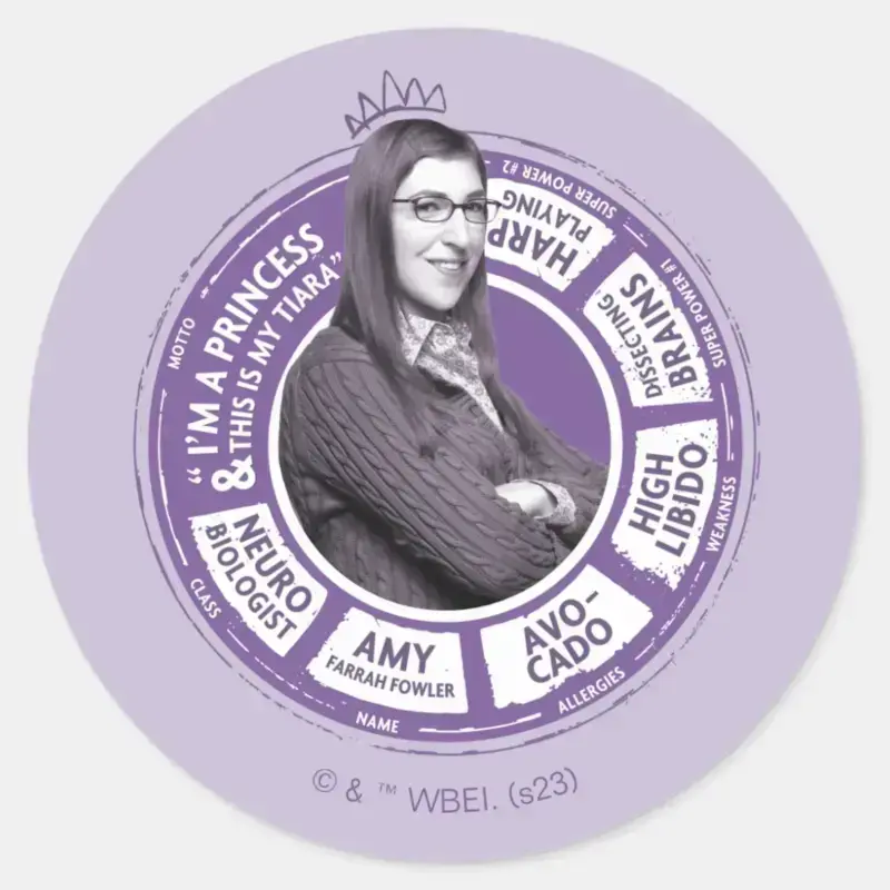 Amy Farrah Fowler Info Graphic Classic Round Sticker