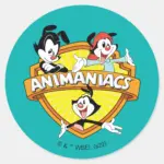 Animaniacs Warner Brothers Sister WB Shield Classic Round Sticker