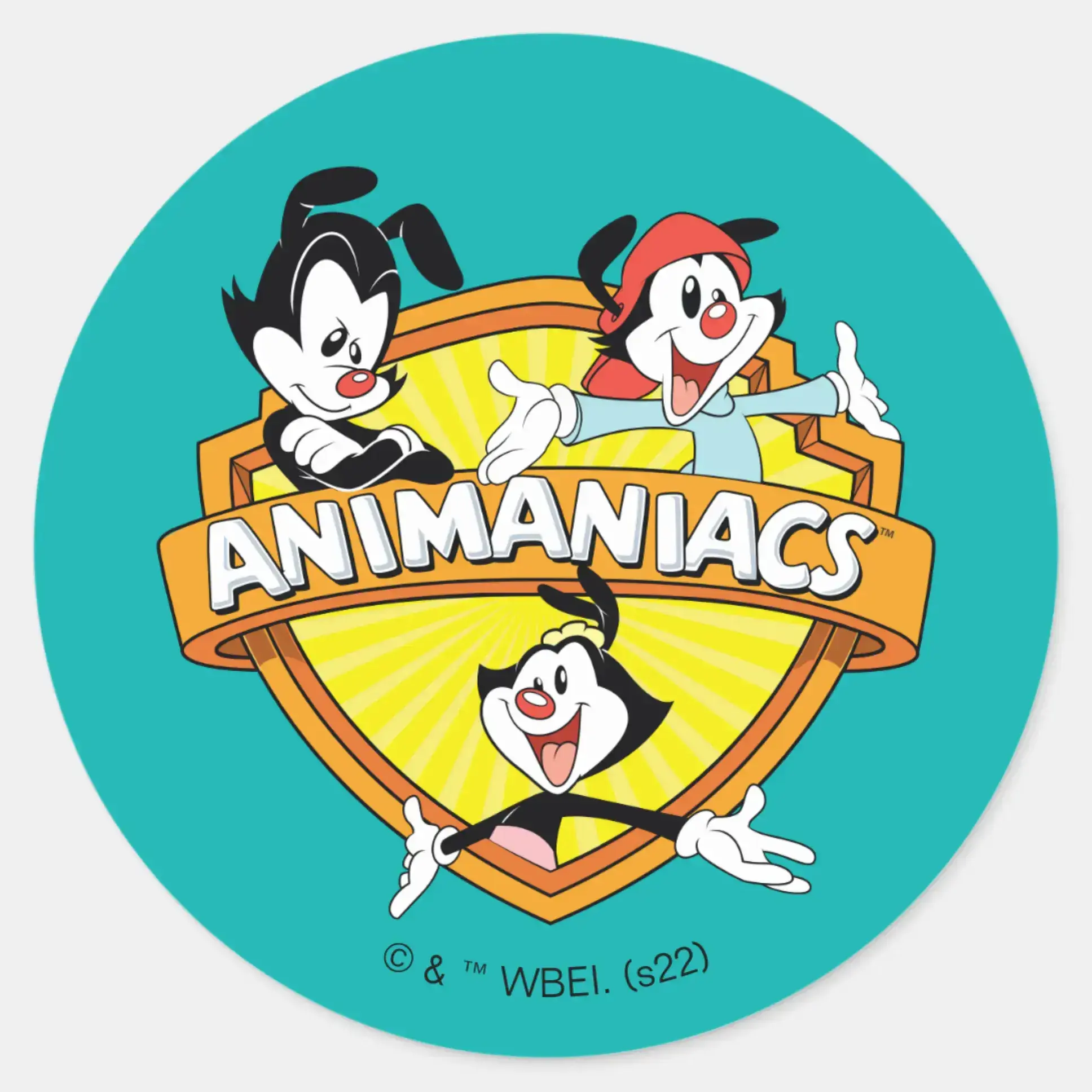 Animaniacs Warner Brothers Sister WB Shield Classic Round Sticker