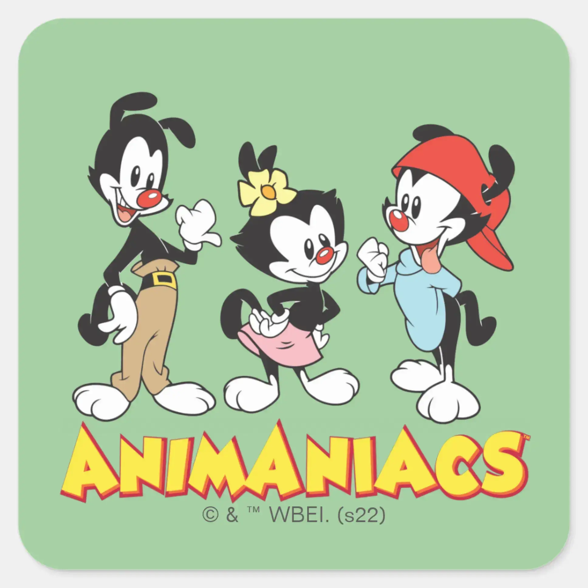 Animaniacs Yakko Dot And Wakko Standing Square Sticker Animaniacs Yakko Dot And Wakko Standing Square Sticker