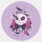 Anime Jack Skellington Roses Illustration Classic Round Sticker