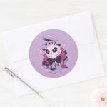 Anime Jack Skellington Roses Illustration Classic Round Sticker