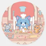 Anime Tom Jerry And Tuffy Bakery Classic Round Sticker