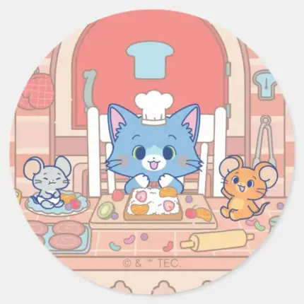 Anime Tom Jerry And Tuffy Bakery Classic Round Sticker