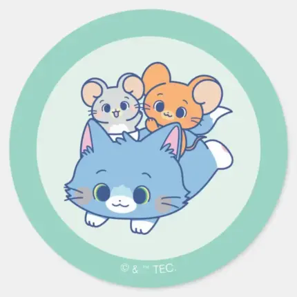 Anime Tom Jerry And Tuffy Classic Round Sticker