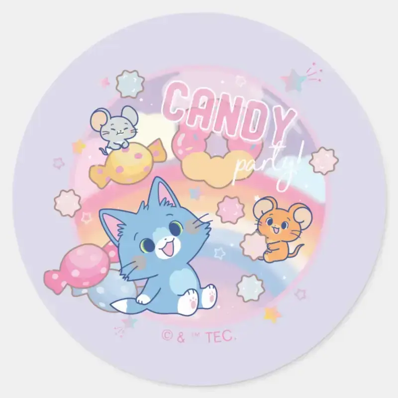 Anime Tom And Jerry Candy Party Classic Round Sticker
