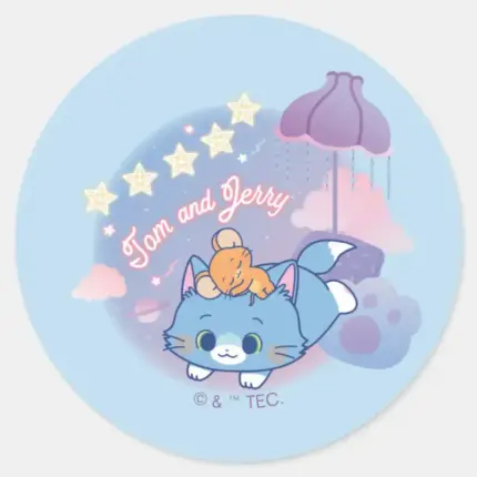 Anime Tom And Jerry Dreamy Nights Classic Round Sticker