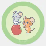 Anime Tuffy And Jerry Apple Rolling Classic Round Sticker