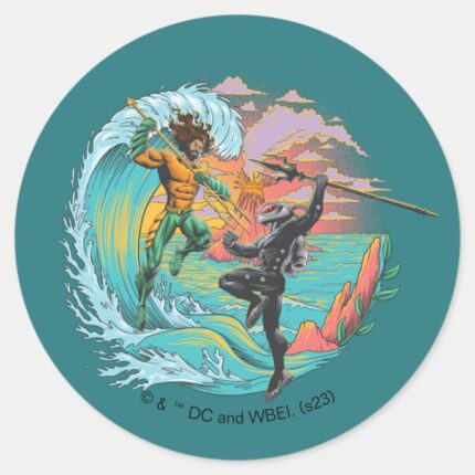 Aquaman Black Manta Tidal Wave Classic Round Sticker