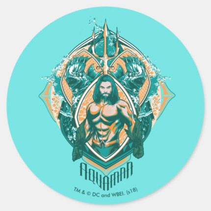 Aquaman Aquaman Trenchers Graphic Classic Round Sticker