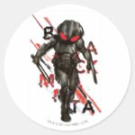 Aquaman Black Manta Scattered Typography Graphic Classic Round Sticker