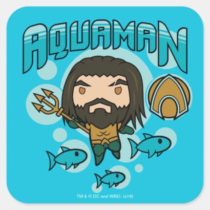 Aquaman Chibi Aquaman Undersea Graphic Square Sticker
