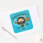 Aquaman Chibi Aquaman Undersea Graphic Square Sticker