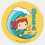 Aquaman Chibi Mera Riding Wave Graphic Classic Round Sticker