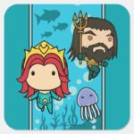 Aquaman Chibi Mera Aquaman Undersea Graphic Square Sticker