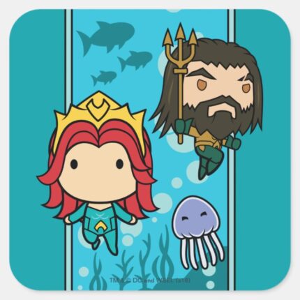 Aquaman Chibi Mera Aquaman Undersea Graphic Square Sticker