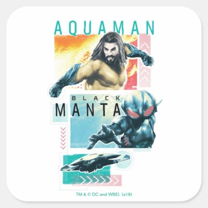 Aquaman Modernist Aquaman Black Manta Graphic Square Sticker