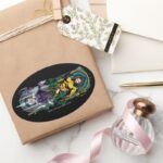 Aquaman Orin Orm Reversible Art Nouveau Panel Oval Sticker