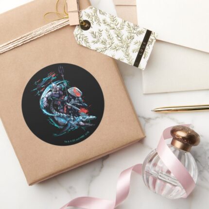 Aquaman Orm Black Manta Tylosaur Ships Classic Round Sticker