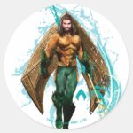 Aquaman Prince Orin With Aquaman Logo Classic Round Sticker